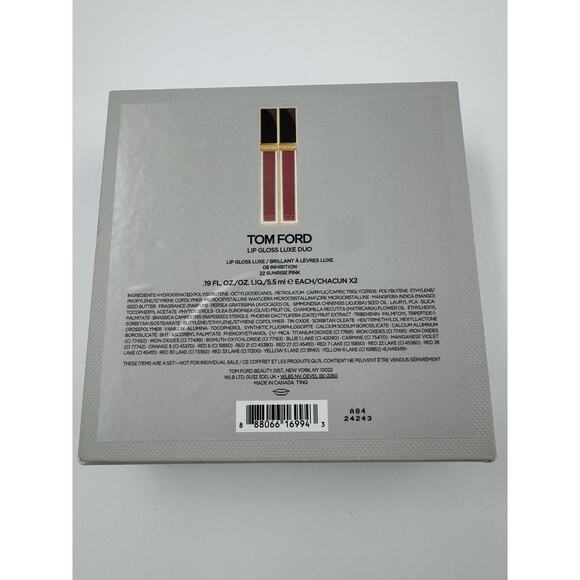 Tom Ford Lip Gloss Luxe Duo Set – 08 Inhibition & 22 Sunrise Pink (5.5 ml ) - Picture 2 of 2